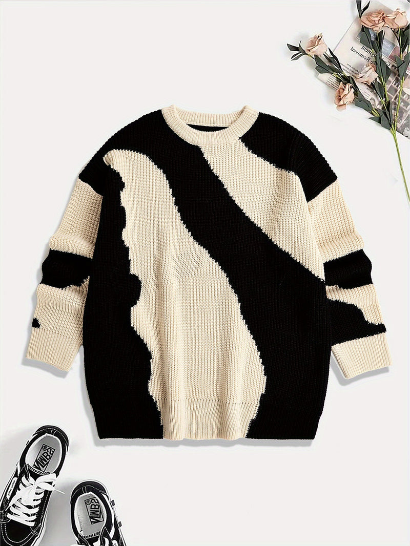 Knitted Color Block Wave