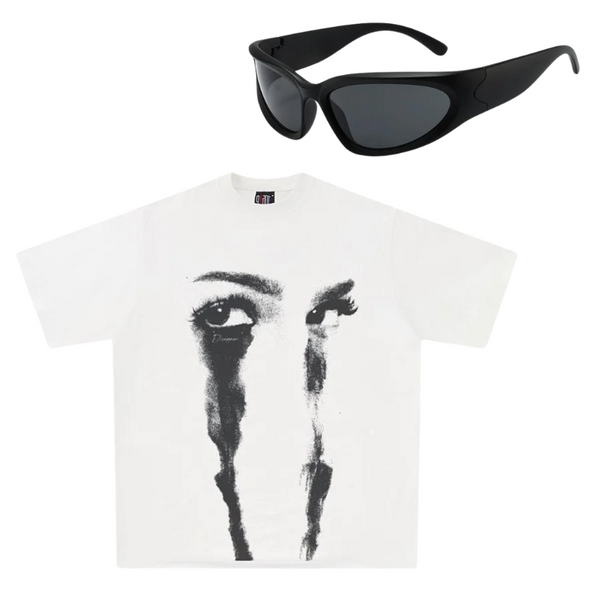 GRAPHIC TEE ´EYE´ & Y2K RAVE GLASSES