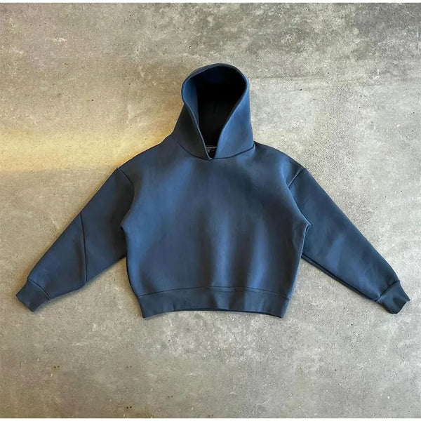 Oversized Minimalist Blue Hoodie